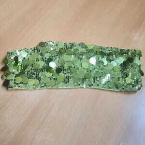 Green Sequin Bandeau Tube Top Small Strapless Festival Rave Club Y2K St Patty's